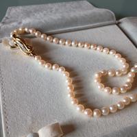 collana perle fermaglio oro 18 kt con brillanti 