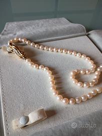 collana perle fermaglio oro 18 kt con brillanti 