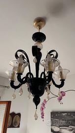 Lampadario Murano nero, stile Rezzonico – 6 luci