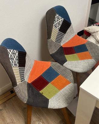 Sei sedie imbottite, patchwork style- bellissime
