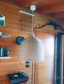 Lampadario a sospensione in rattan 
