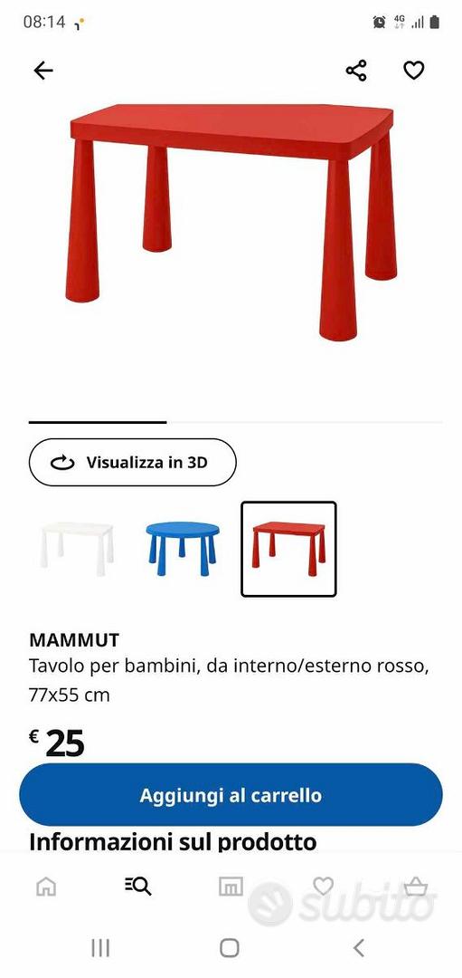 MAMMUT Tavolo per bambini, da interno/esterno rosso, 77x55 cm - IKEA Italia
