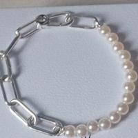Bracciale maglie  link e perle mis 19