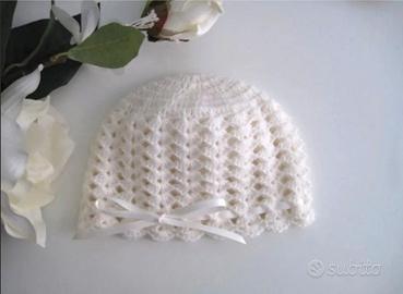 Cappellino Neonata Neonato Uncinetto Lana Handmade