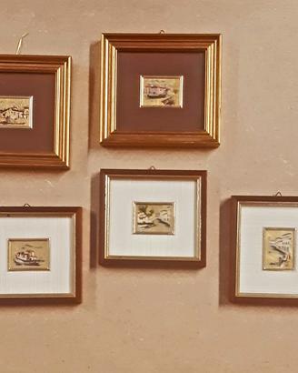 Quadretti arredo in foglia oro zecchino.