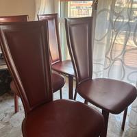 Sedie di vera pelle color marrone