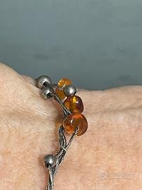 Bracciale artigianale con perle ambrate