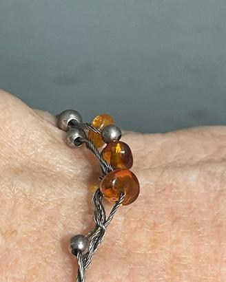 Bracciale artigianale con perle ambrate