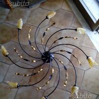 Plafoniera a otto luci in vetro di murano