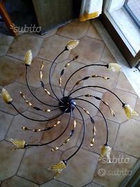 Plafoniera a otto luci in vetro di murano