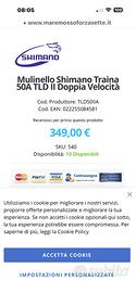 Mulinello Shimano x  2 velocità (tonno)