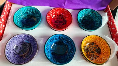 Set di 6 ciotoline colorate fatte a mano