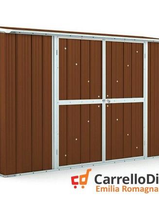 Casetta in lamiera esterno 307x100cm legno scuro