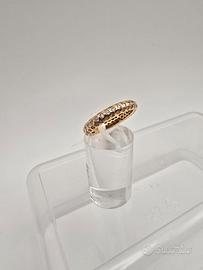 Anello in Oro 18 Kt con Smalto e Diamanti- Arancio
