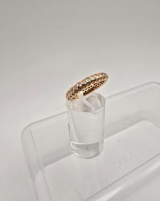 Anello in Oro 18 Kt con Smalto e Diamanti- Arancio