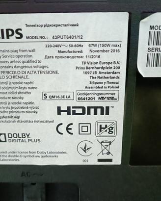 Philips 43 ambilight android tv 6401/12