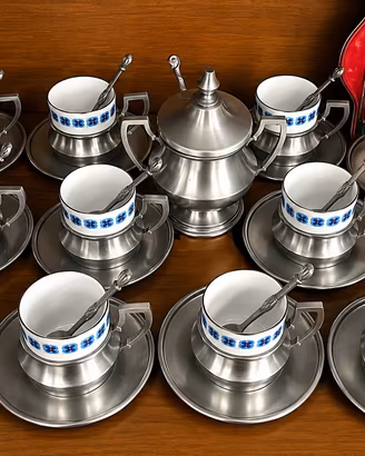 Servizio da caffè porcellana kronester e peltro