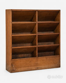 Casellario vintage in legno da parete 8 vani