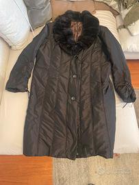 Piumino cappotto, tg 54 marrone foderato