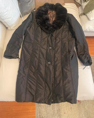 Piumino cappotto, tg 54 marrone foderato