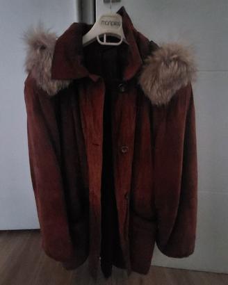 Giacca donna in pelle nabuk e pelliccia  tg.42