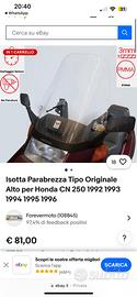 Parabrezza trasparente honda cn 250