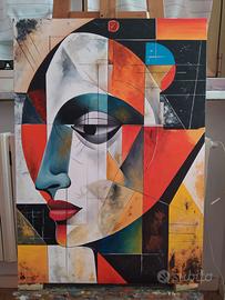 Dipinto astratto olio su tela ispirato a Picasso