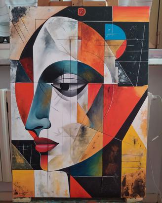 Dipinto astratto olio su tela ispirato a Picasso