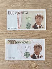 Lotto 2 banconote FDS Lega Lombarda