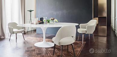 TAVOLO OVALE IN STILE TULIP CON PIANO IN LAMINATO