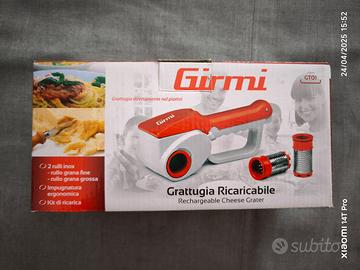 Girmi Gt0102 Grattugia Ricaricabile, 12 Watts, Pla