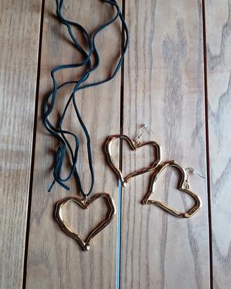 parure cuori color oro