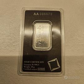 Lingotto Platino purissimo 995  20 gr