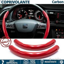 COPRIVOLANTE per SEAT Effetto FIBRA CARBONIO Rosso