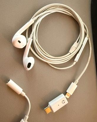 Cuffie iPhone lightning con adattatore USB C