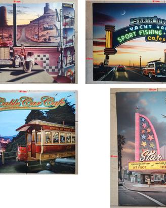 Quadri Americani in metallo, Diner, anni '50, Pub