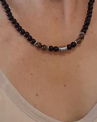 Collana uomo in pietre dure e occhio di tigre