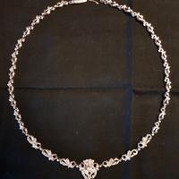 Collier in oro bianco 750 e gemme, Vintage
