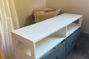 Mobile porta TV bianco/grigio con cassetti