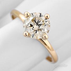 Anello oro 14k diamante 1 carato certificato