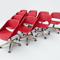 Poltrone da ufficio in pelle rossa