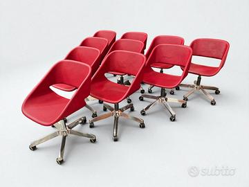 Poltrone da ufficio in pelle rossa