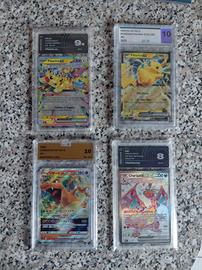 Pokemon carte gradate Pikachu e Charizard