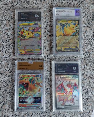 Pokemon carte gradate Pikachu e Charizard