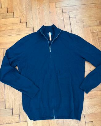Cardigan Drumohr Zip Uomo 52 Blu Navy