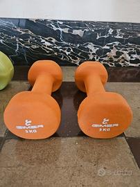 Coppia Manubri Pesi Palestra Neoprene Gomma 3kg