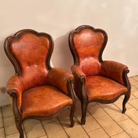 Coppia di poltrone vintage in pelle