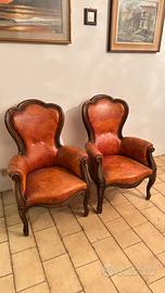 Coppia di poltrone vintage in pelle