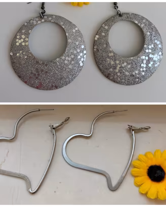 Orecchini cerchio disco e cuore y2k Bijou Brigitte