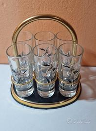 Set servizio da liquore vintage 6 bicchierinicon 